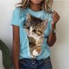 Kawaii Cat T Shirt For Women Summer O Neck Short Sleeve Top Harajuku Kitten Printed Women's T-Shirt Fashion New Female Clothes
