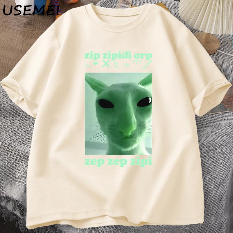 T-shirt Drôle Chat Alien Meme Dank pour Unisexe Femmes T-shirt Brainrot T-shirt Stupid Cringe Harajuku Unisexes T-shirts Coton Oversize