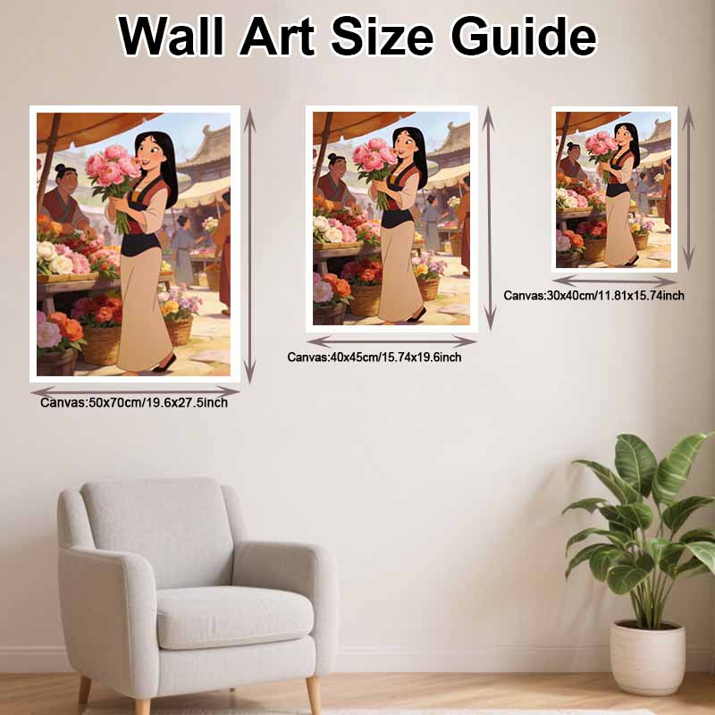 Disney Mulan Flower Market Diamond Paint Painting Art Kit Handmade DIY5D Home Decor Gift