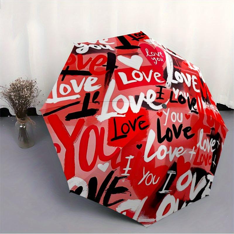 1pc Love Pattern Automatic Umbrella 8-Bone Design Compact Gear for Outdoor Travel, Perfect Holiday Gift  y250827092