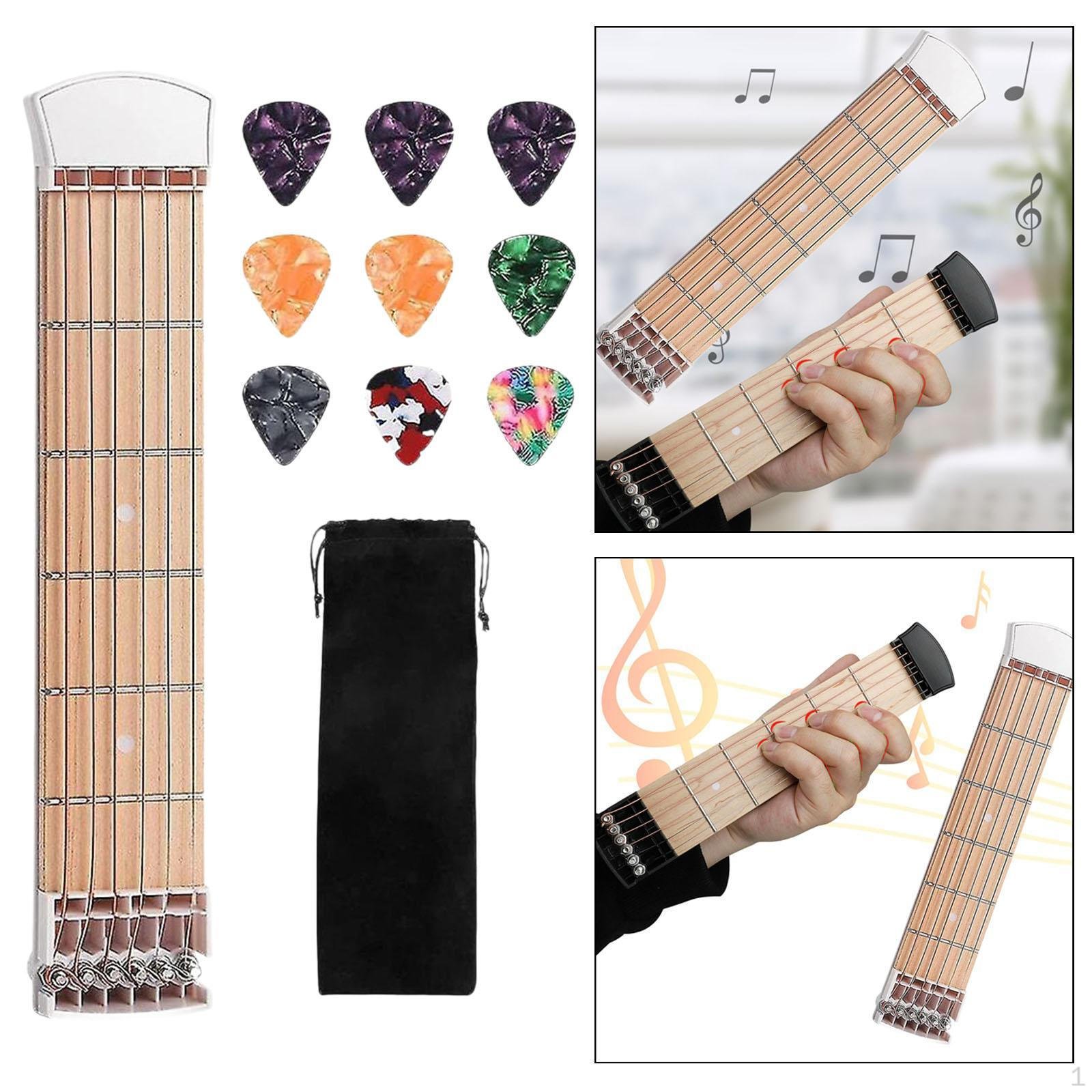 

Карманный инструмент для практики игры на гитаре, простой в использовании, с бархатным чехлом для детей и взрослых, портативный гриф 6 белый