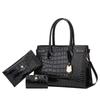 European and American Retro Style New Crocodile Pattern Fashion Women's Bag Trendy Ladies Single Shoulder Crossbody Tote Bag Three-Piece Set