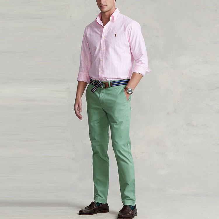 Polo Ralph Lauren SS22 Classic Cotton Oxford Long Sleeve Shirt Men Shirts Pink MNPOWOV16821981-999