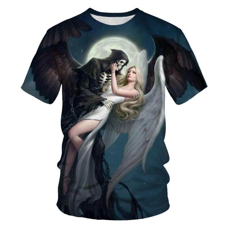 Summer Fashion Men And Women Horror Skull 3D Printed O-Neck Short Sleeve Personality Trend Casual Kids T-shirt Oversized Tops