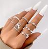 Vintage Hollow Butterfly Heart Ring Set for Women