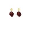 Autumn/Winter Luxury Socialite Style Drop Earrings: Silver Needle French Red Shell Flower Design