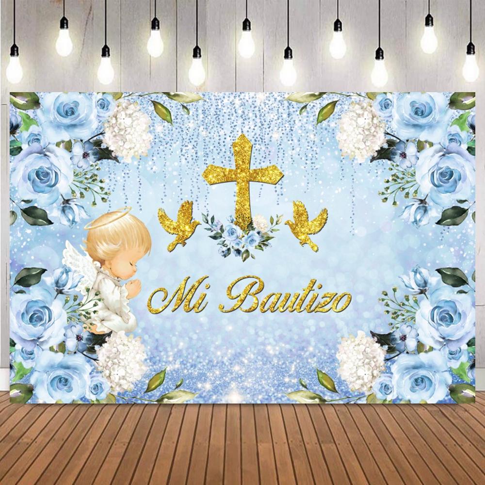 Mi Primera Comunion Photography Background Holy Bible Cross Newborn Baptism Backdrop First Holy Communion Party Decor Banner28
