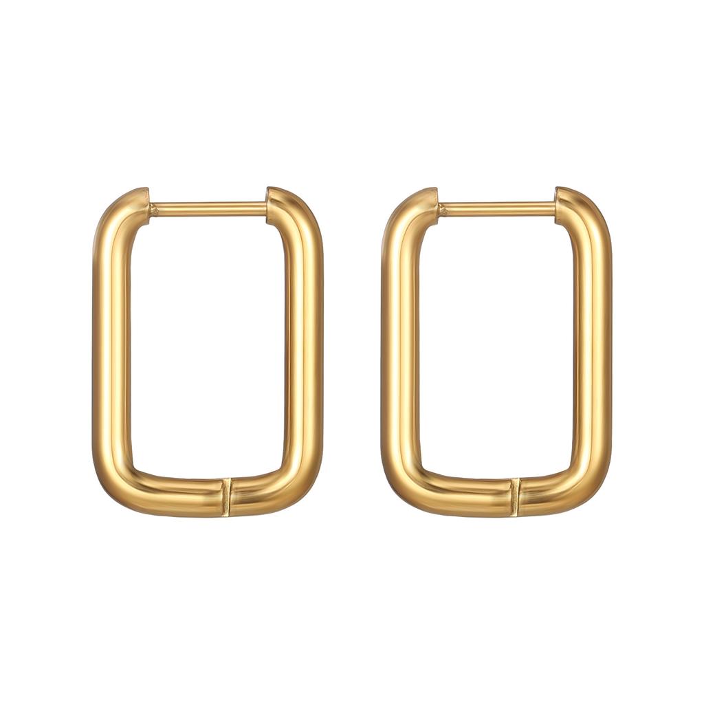 Stainless Steel Ear Buckle Simple Trend Unisex Titanium Steel Round Wire Rectangular Earrings