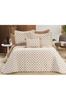 Brillance Quilted Bedding Set 4 Pcs, Bedspread 250x250, Pillowcase 50x70, Double Size, Velvet, Wedding, Cream Gold