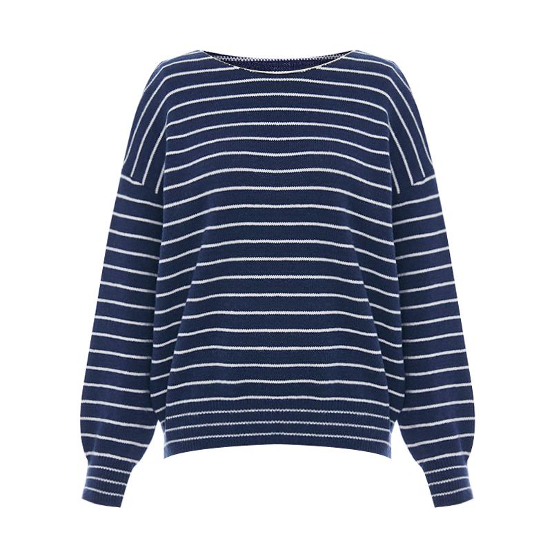 SELLY'S Striped Boat Neck Knit_I6C-Ckn004