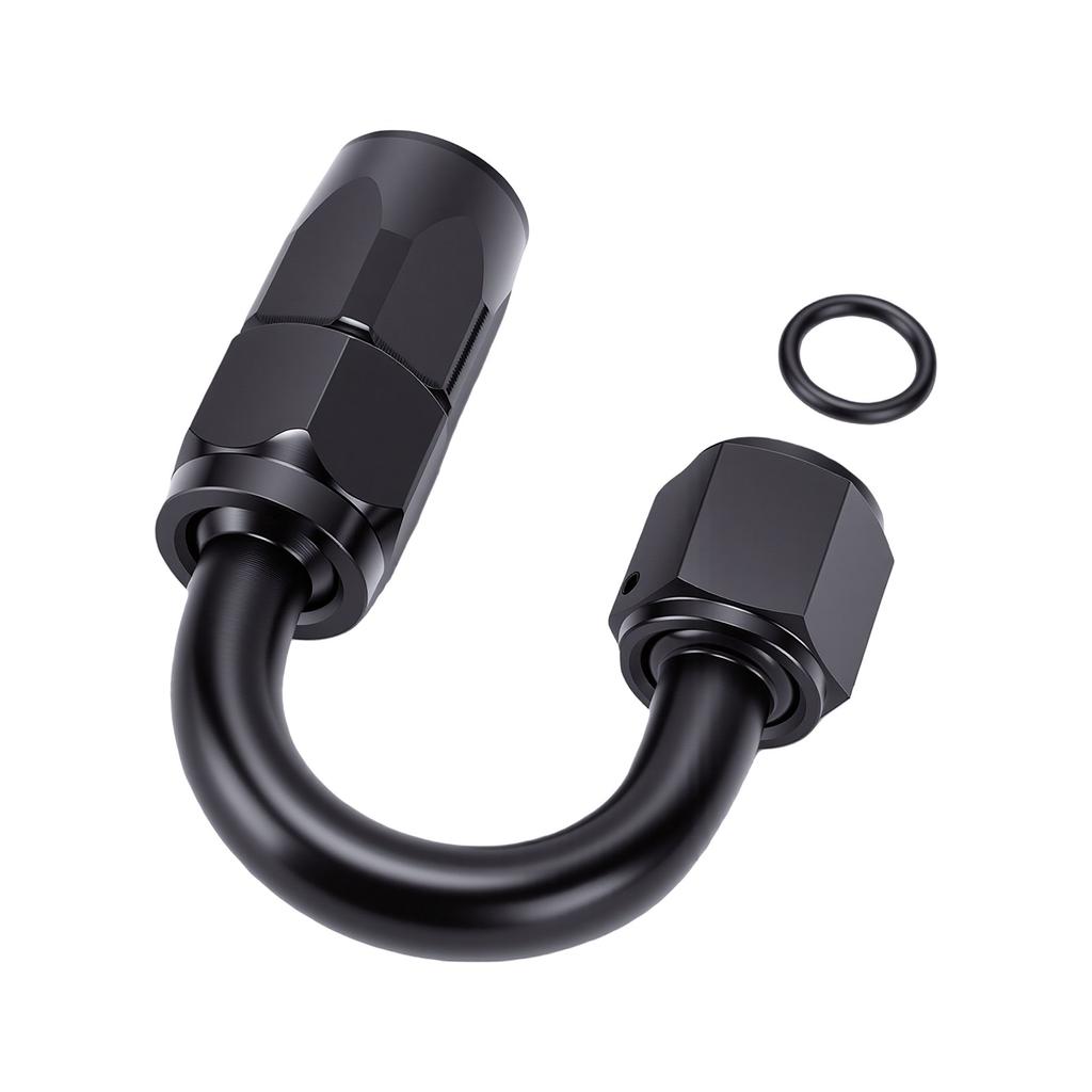 6AN 180 Degree One Piece Full Flow Hose End Fitting Swivel 6061 T6 Aluminum Alloy Hose End Fitting for Braided Hose