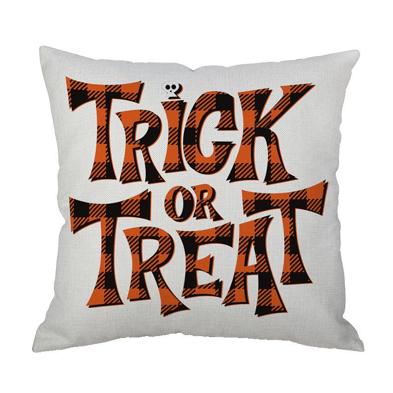Halloween Linen Pillowcase Pumpkin Plaid Pillow Case for Bedroom Room Aesthetics Pillow Cover Luxury Designer Cushion Cover