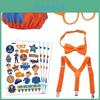 Disfraz de Blippi con tirantes ajustables de color naranja brillante y sombrero