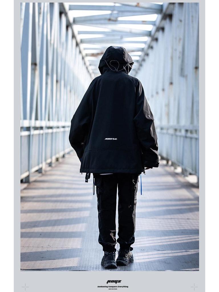 AOGZ Unisex Hooded Windbreaker for Spring/Autumn 2024 - Functional American-Style Jacket