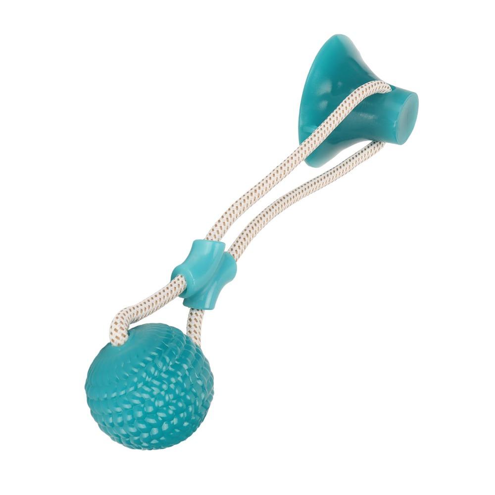 Green Spherical Suction Cup Dog Toy Braided Rope Self Play Pet Toy Dog Teeth Clean Toy Indoor Play