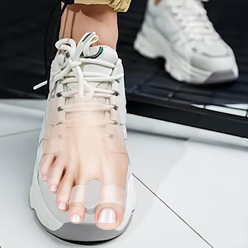 2pcs/1pair Soft Gel Toe Separators for Men and Women, Big Toe Spacer Cushion Pads with 2 Loops, Blue/Transparent