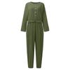 Combinaison Cargo Décontractée Lâche Colorée Coton Lin Revers Ceinture Mode Rétro pour Femmes