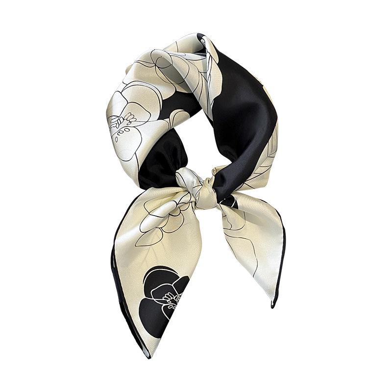 Hangzhou Floral Mulberry Silk Square Scarf - 70cm Silk Twill Women's Neck Accessory