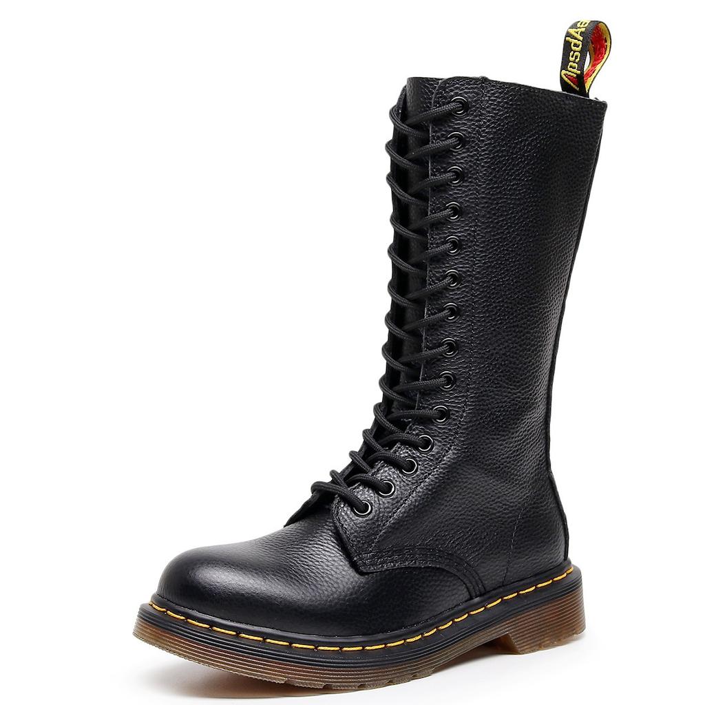 Kong lychee pattern locomotive boots women's British style top layer short boots men's and women's leather boots trend