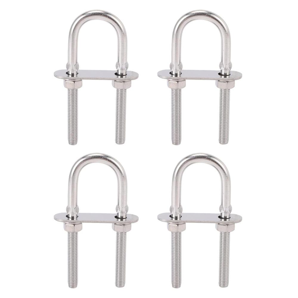 4pcs With Nut Plate Washe Round U Bolts Durable Steel U Bolts Strong Boat U Bolt  For Boat