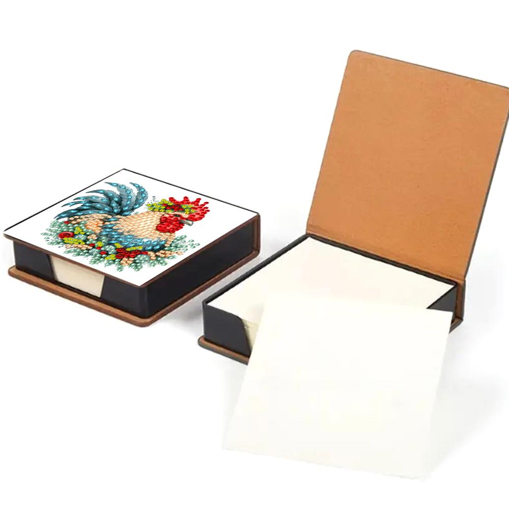 5D DIY PU Diamond Painting Notecard Box Mosaic Kit Gem Painting Memo Pad Holder Self Adhesive Crystal Note Box for Home Office