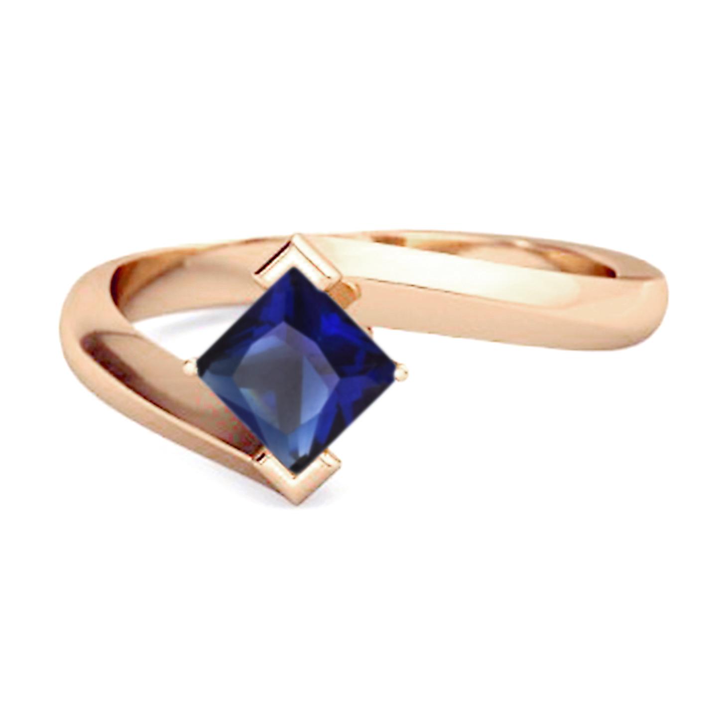 Blue Sapphire Bypass Solitaire Ring - 925  Sterling Silver Rose Gold Vermeil 12 ярко-розовый