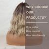 MISS WIG Brown Ombre Blonde Synthetic Fiber Wig with Natural Bangs Women Ash Blonde Shoulder Length Wavy Wig for Women
