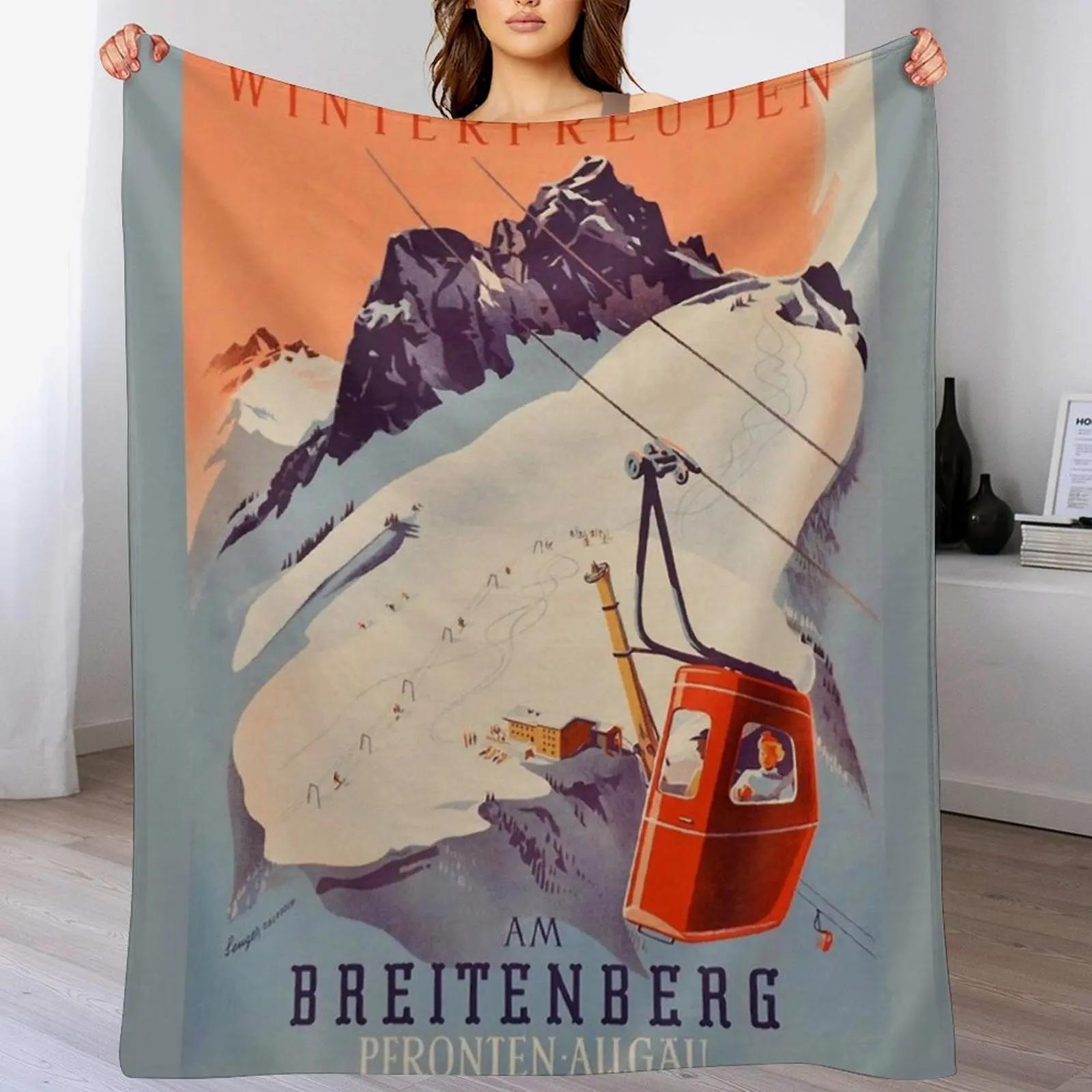 

Vintage German Gondola Sport Ski Travel poster Throw Blanket Easy Care Comfortable Blanket for Couch 102x76cm(40x30in)