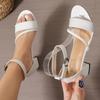 2025 Summer New High Heeled Sandals Fashion Round Toe Open Toe Ladies Shoes New Concise Fairy Style  Low Heel Square Heel Shoes