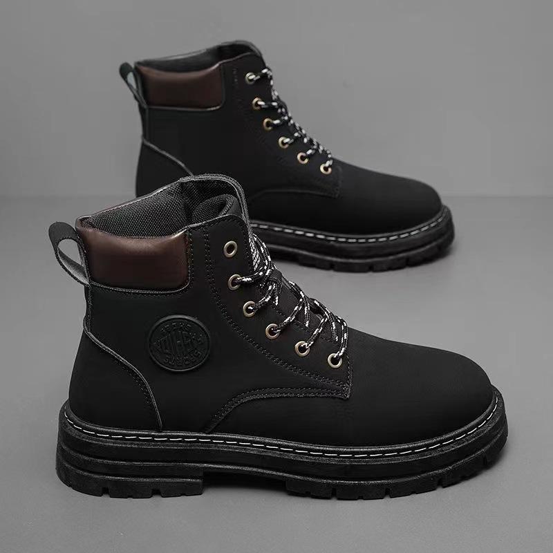 Martin Boots Men's Spring and Autumn High Top Workwear Boots British Style Short Boots Thick Soled Boots