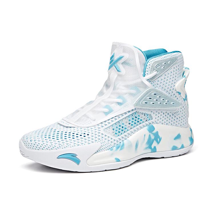 New Anta KT5 Cushioning Anti Slip And Wear Resistant High Top Basketball Shoes Men's White Blue 112021101-3
