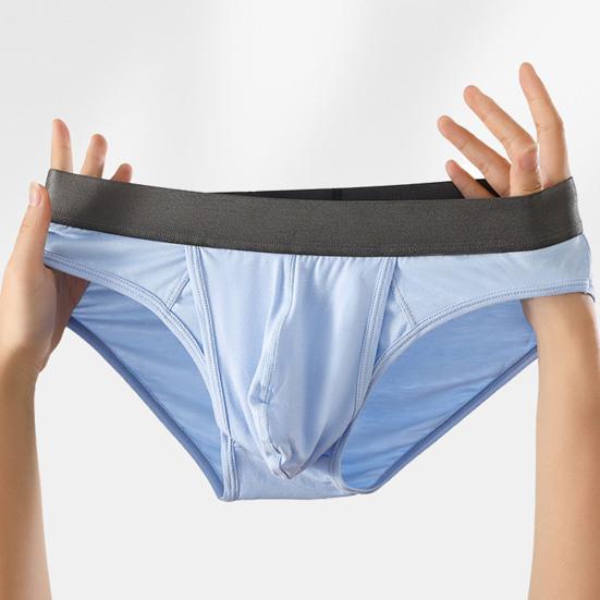 Men Briefs Elastic Mid-Waist U-Convex High Elasticity Fit Tight Cut Panties Patchwork Color