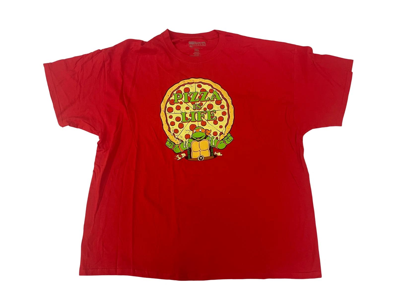 Teenage Mutant Ninja Turtles Mens Pizza Is Life Red Michelangelo Shirt New 3XL 4XL