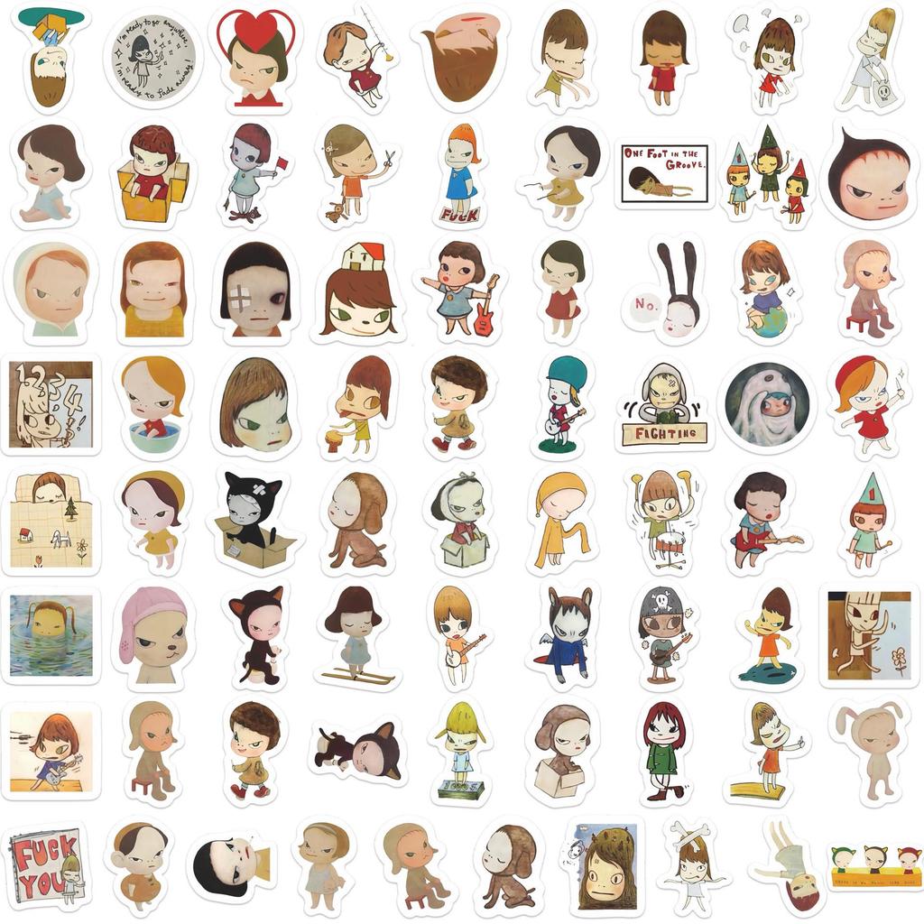 Yoshitomo Nara Cartoon Stickers: 73 Cute, Creative Designs for Notebooks, Planners, Suitcases, and Stationery.