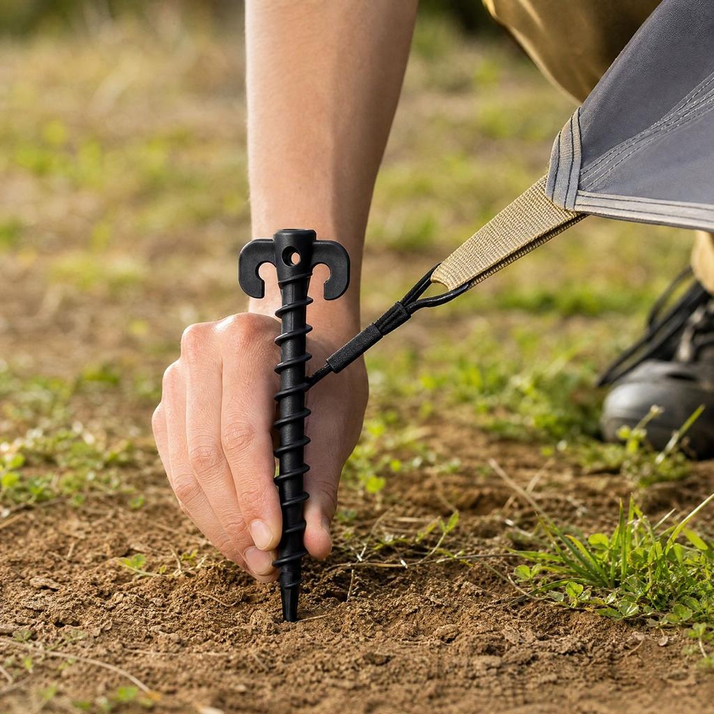 Plastic Tent Stakes with Screw Design For, 6 Pack