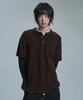 MOO Check Layered Henley Neck Long Sleeve - Brown