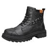 2024 New Autumn and Winter Leather High Cut Martin Boots for Casual and Versatile Men's Work Boots with Increased Height Size 39