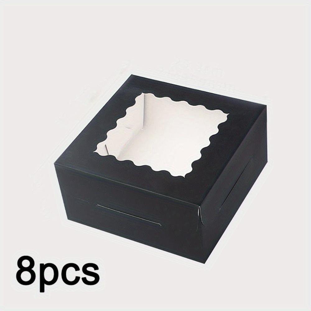 

8 шт. бумажная подарочная коробка с окошком, коробка для подарков на вечеринку, квадратные коробки для угощений, подарочная упаковка, упаковочная коробка для фестивалей, свадеб, дней рождения, юбилеев, вечеринок 8pcs чёрный