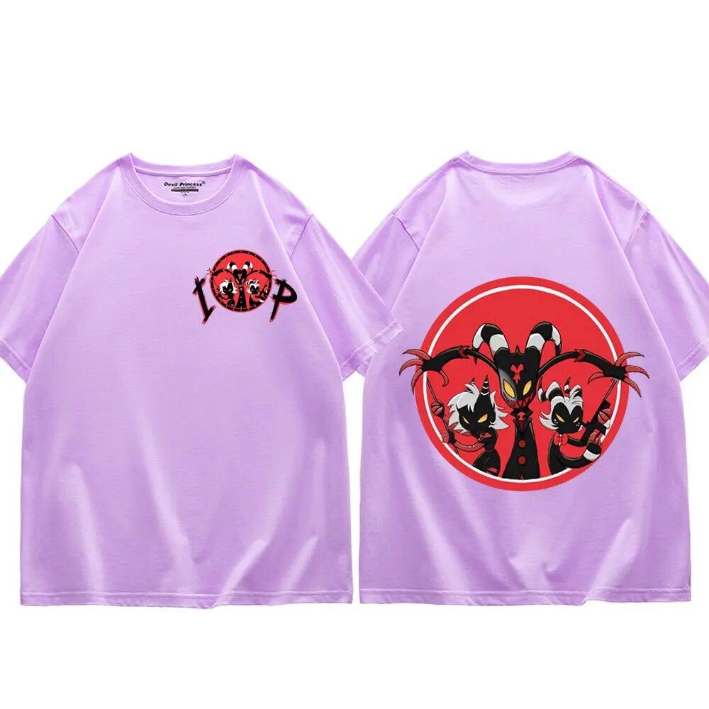 Trend Anime Helluva Boss Print T Shirts Unisex Women Fashion Cartoon Short Sleeve T Shirt Summer Casual Pure Cotton Loose T-shirt