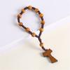 Wooden Bead Rosary With 8mm Beads and Cross Pendant for Prayer Meditation Elegant Wood Grain Rosary Beads