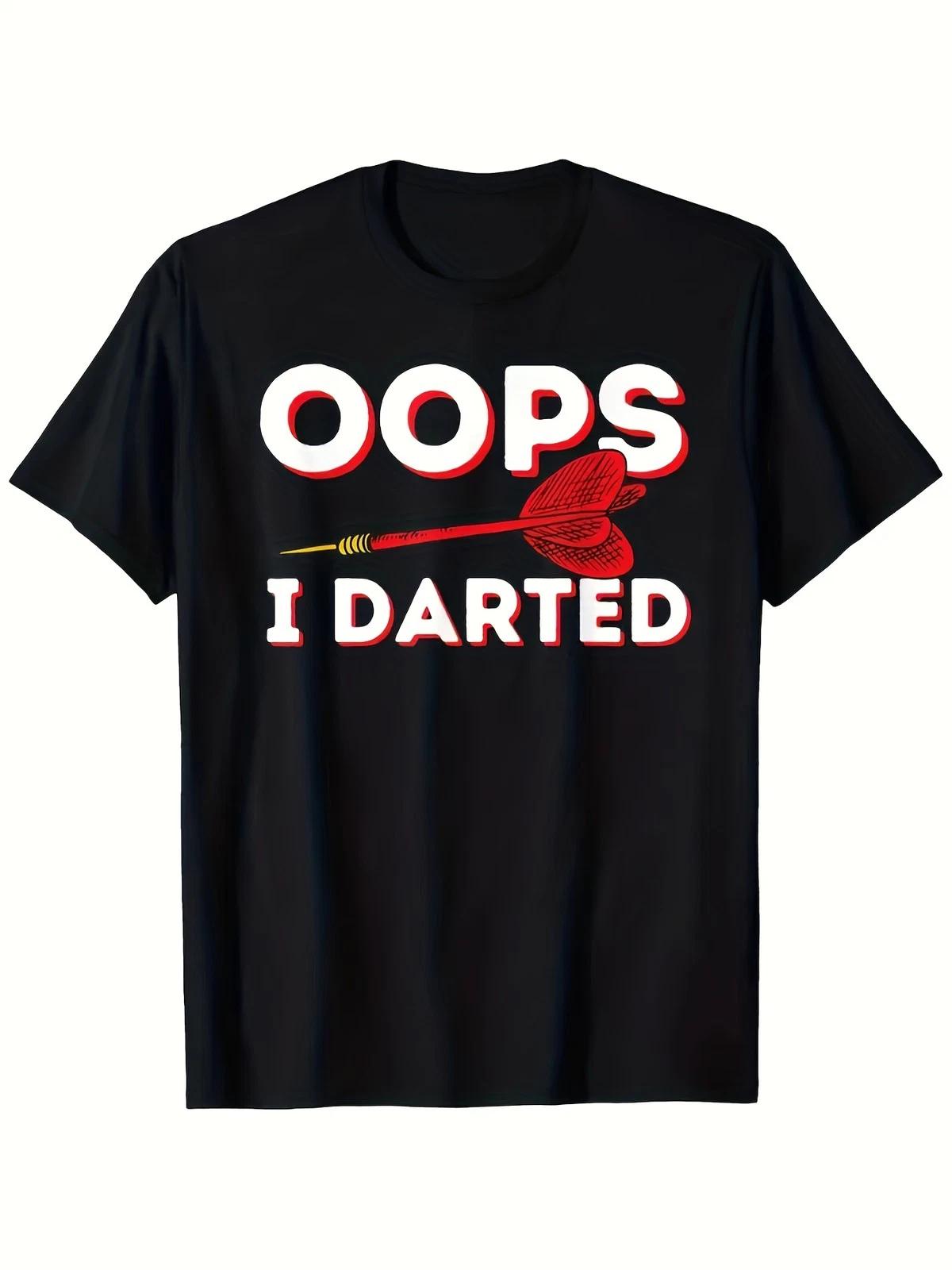 Oops I Darted Funny Darts Player T-Shirt Humor Dart Game Graphic Tee Gift XL