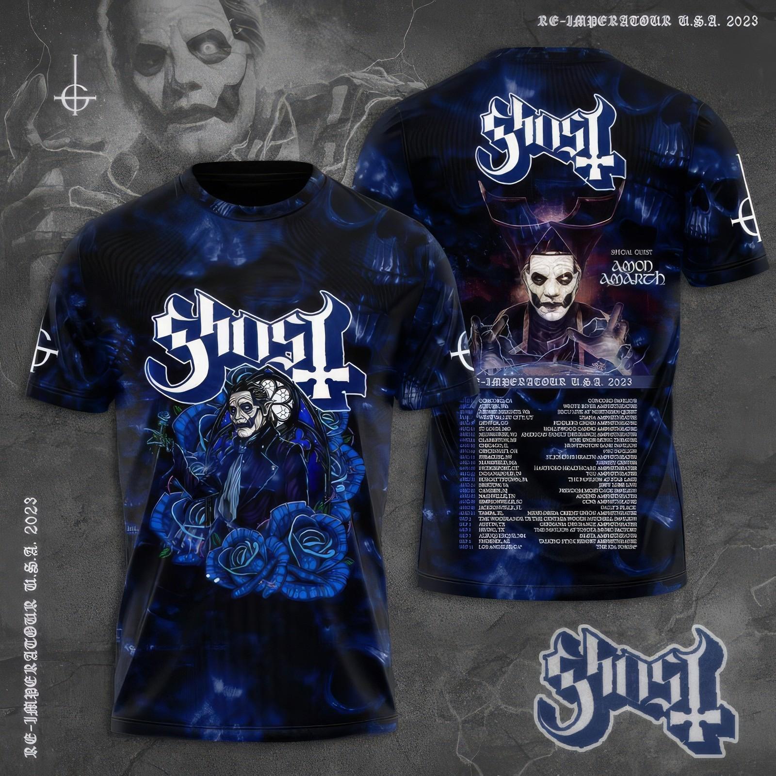 

Retro Rock Band Ghost 3D Printed T-shirt Men s Fashion Casual O-neck Top Hip-hop Street Casual Short Sleeved Clothing Camisa XL