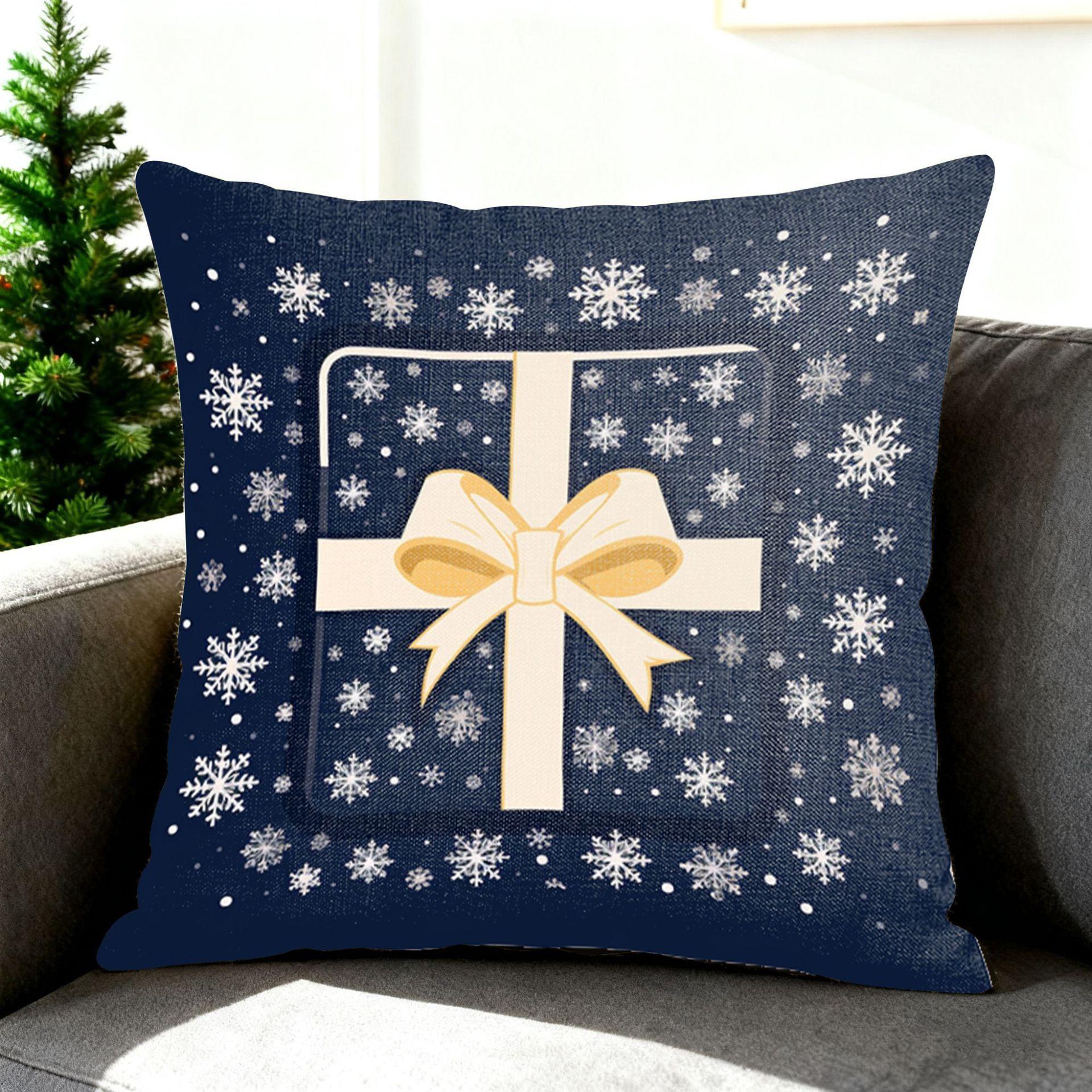 

Рождественская наволочка из льна с двусторонним принтом «Снеговик» для украшения, наволочка для диванной подушки, домашняя наволочка 45 * 45-Linen single-sided (pillowcase)