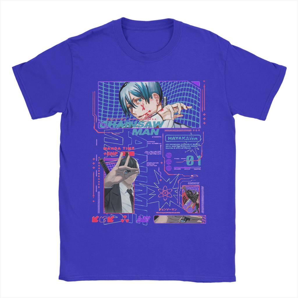 Funny Chainsaw Man Hayakawa Aki T Shirt Men Cotton Short Sleeve  Round Neck Summer Clothes