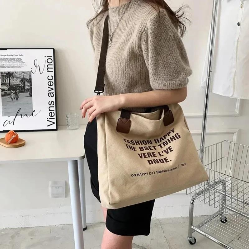 Multifunctional Chest Bag Fashion Trend Large Capacity Canvas Shopping Tote Bag Single Shoulder Bag Class Artistic Handbag 1Pc