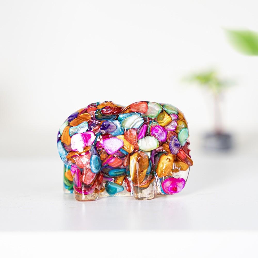 Natural Gemstone Crystal Decor Elephant Resin Art Home Gift For Special Occasions