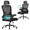 SONGMICS Sedia da Ufficio, Sedia Ergonomica in Rete per Scrivania, con Tessuto a Rete Traspirante a Doppio Strato, Supporto Lombare Dinamico, Poggiatesta Regolabile