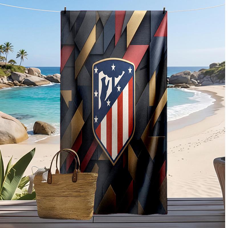 Toalla de Playa Estampada del Atlético de Madrid Secado Rápido Suave Portátil Grande Rectangular Manta de Playa para Viajes Piscina