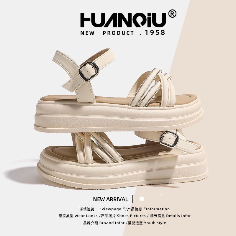 Global New Platform Sandals Women's Shoes XHQ-GH123 Straps New Casual Versatile One-word Buckle Beach Shoes Women