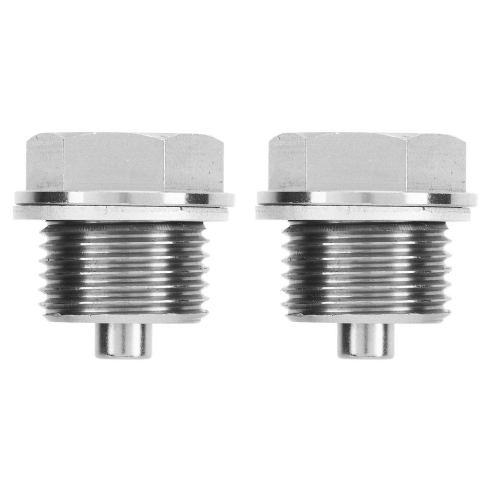 1 Pair Oil Drain Plug with 2pcs Washer Stainless Steel Magnetic Oil Sump Nut Replacement for GM KIA